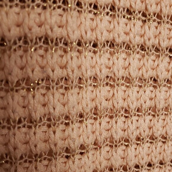 Johnston & Murphy Womens Wide Neck Peach Pink Textured Open Knit Sweater Medium - Picture 3 of 6